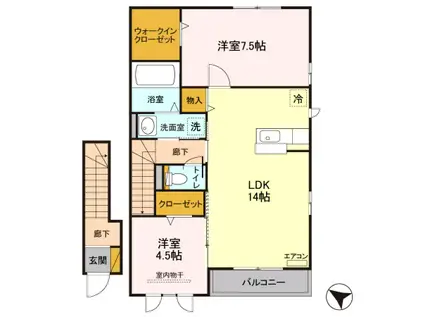 メゾン・フェリス(2LDK/2階)の間取り写真