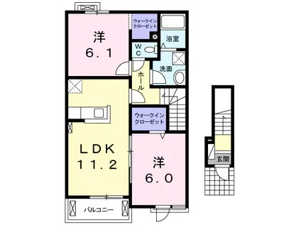 シャン・ド・フルールⅡ(2LDK/2階)の間取り写真