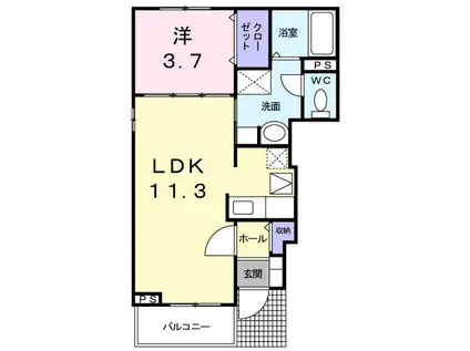 JURI Ⅱ(1LDK/1階)の間取り写真