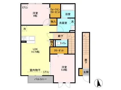 リバーパーク神明 C(2LDK/2階)の間取り写真