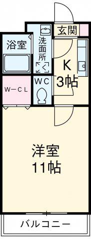 クレアーレ(1K/1階)の間取り写真