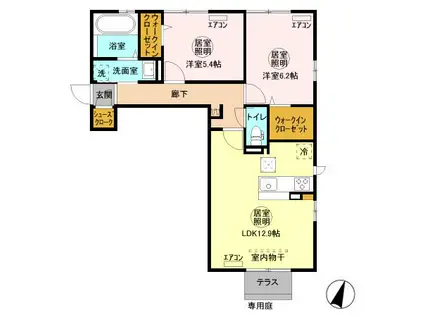 パストラルコート D(2LDK/1階)の間取り写真