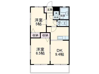 リバーサイドハタノ(2DK/3階)の間取り写真