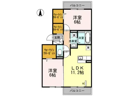 コンフィデンテⅠ(2LDK/3階)の間取り写真