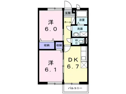 ファミリーハウス小平(2DK/2階)の間取り写真