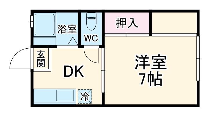 オレンジハイツⅡ(1DK/2階)の間取り写真