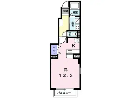 ディア コートⅠ(ワンルーム/1階)の間取り写真