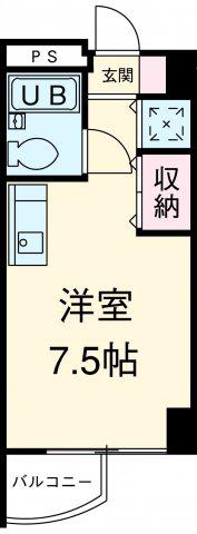 ハイホーム流山(ワンルーム/3階)の間取り写真
