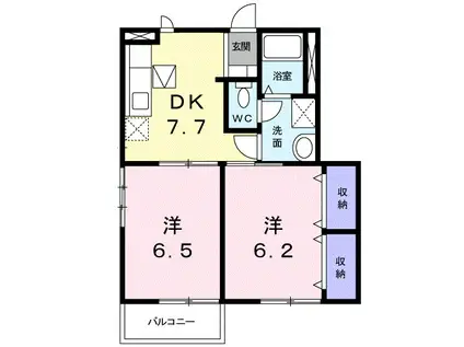 LAPYSⅡ(2DK/1階)の間取り写真