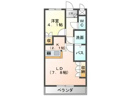 メゾン・ドゥ・チエ(1LDK/1階)の間取り写真