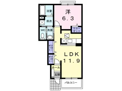 プロスパー秀A(1LDK/1階)の間取り写真