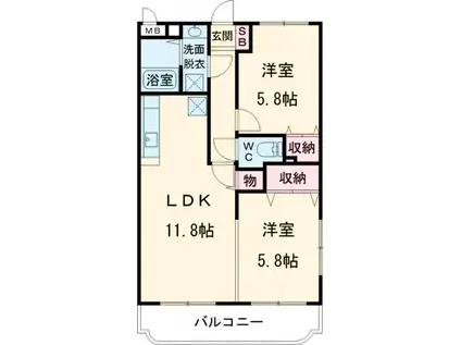 Y&M ル ポア ジョリ(2LDK/3階)の間取り写真