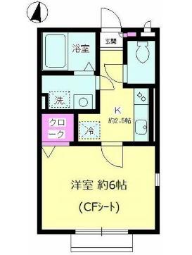 ヴェルデ七里ガ浜(1K/1階)の間取り写真