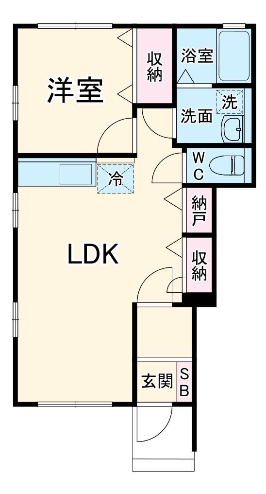 アネックスA(1LDK/1階)の間取り写真