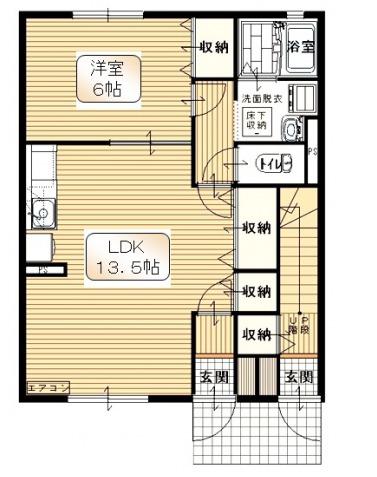 ブローテ川越Ⅱ(1LDK/2階)の間取り写真