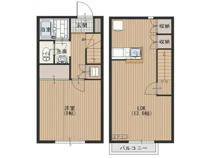 ブローテ川越1(1LDK/1階)の間取り写真