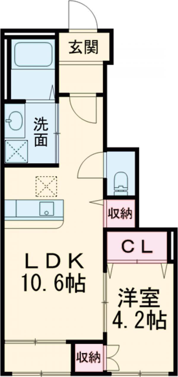 クリビアⅡ(1LDK/1階)の間取り写真