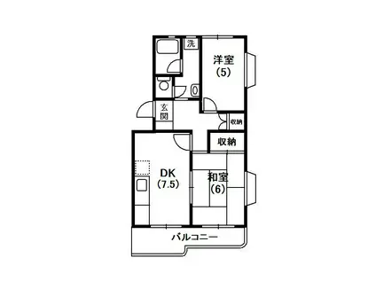 プレミー旭町(2DK/1階)の間取り写真