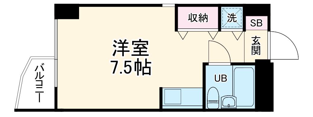 ハイホーム流山(ワンルーム/8階)の間取り写真