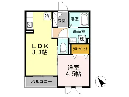 ハイツMEGUMI(1LDK/3階)の間取り写真
