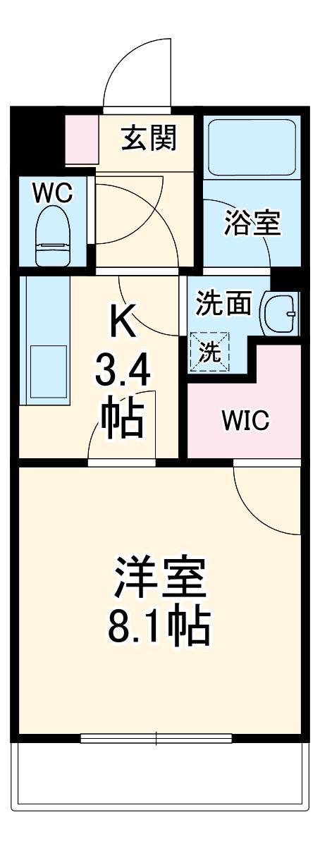ARIESGARDEN(1K/1階)の間取り写真