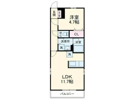 リブリ華(1LDK/2階)の間取り写真