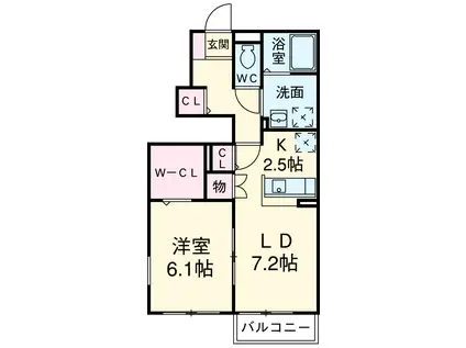 リヴェール光の里(1LDK/1階)の間取り写真