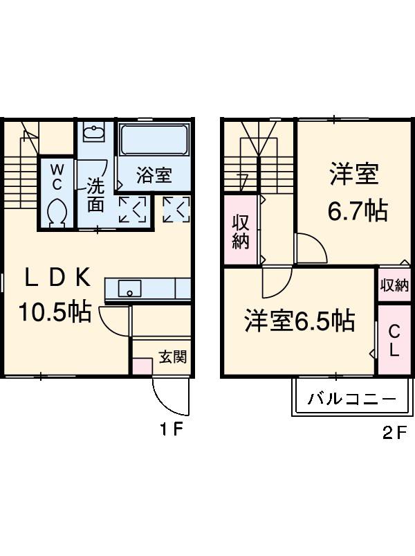 西武鉄道新宿線 南大塚駅 徒歩19分 2階建 築11年(2LDK)の間取り写真