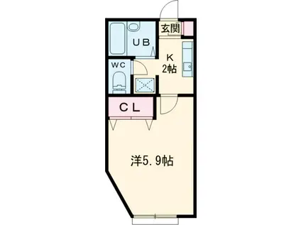 ヴィラージュ中町イースト(1K/2階)の間取り写真