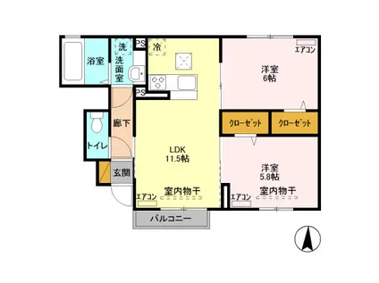 パークス(2LDK/1階)の間取り写真