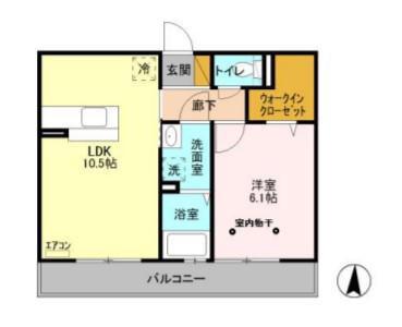 グレイズシアⅡ(1LDK/3階)の間取り写真