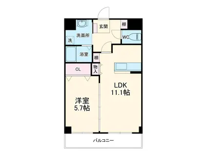 ロイヤルパーク浜松幸(1LDK/2階)の間取り写真