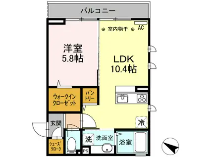 D-ROOM SUELO(1LDK/2階)の間取り写真
