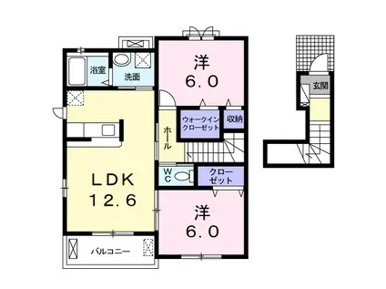 グランディールⅡ(2LDK/2階)の間取り写真