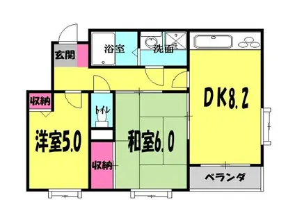 エメラルドハイツE(2DK/3階)の間取り写真