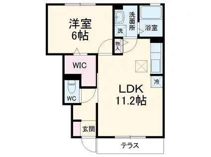 ハイネスA(1LDK/1階)の間取り写真