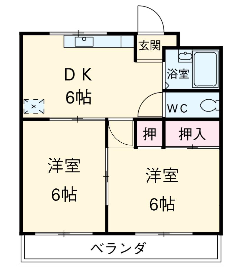 上島マンション(2DK/3階)の間取り写真