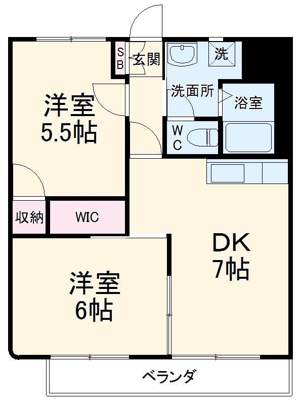 グリーンハイツ島野(2DK/2階)の間取り写真