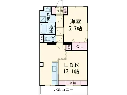 マイネ早出(1LDK/1階)の間取り写真