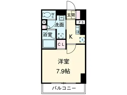 リージア海老名ビナフロント(1K/5階)の間取り写真