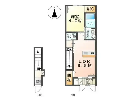 アリエッタ(1LDK/2階)の間取り写真
