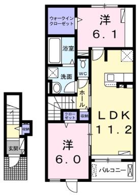 グッド・アイランド阿見Ⅰ(2LDK/2階)の間取り写真