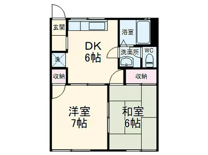 サンコーポ松葉A棟(2DK/1階)の間取り写真