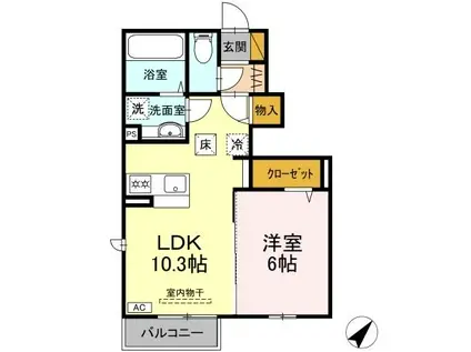 COMFOR(1LDK/1階)の間取り写真