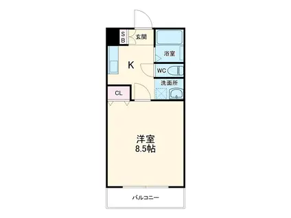 ドエルミサト(1K/4階)の間取り写真