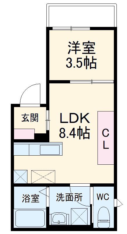 FUJISTA所沢ⅩⅢ(1LDK/3階)の間取り写真