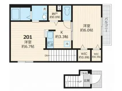フェリシア(1LDK/2階)の間取り写真