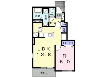 プロムナードⅢ(1LDK/1階)の間取り写真
