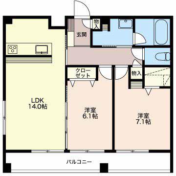 LALBA DI PRIMO(2LDK/4階)の間取り写真