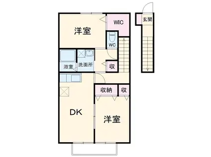 クレール杉村(2DK/2階)の間取り写真